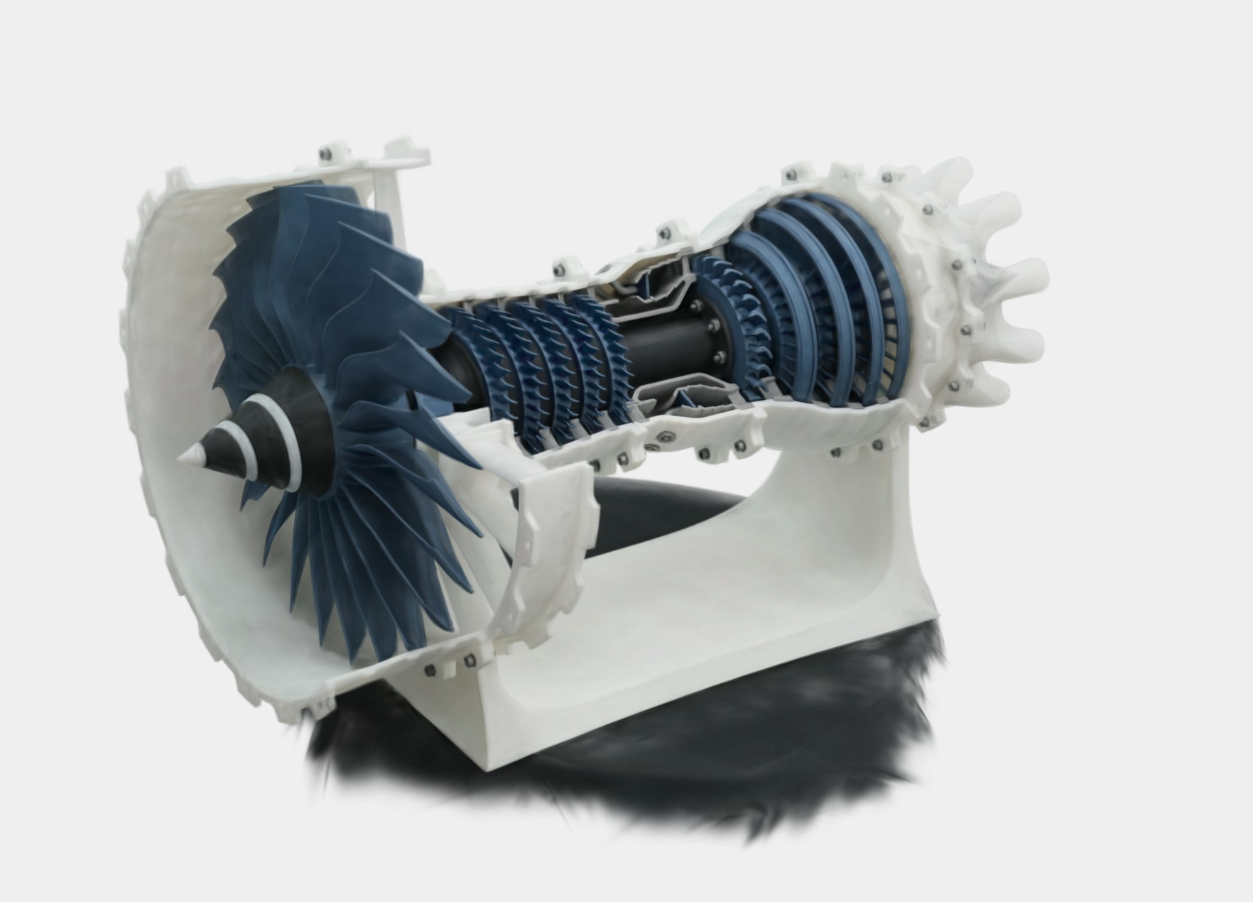 A 3D rendering of a 3D printed Jet Engine